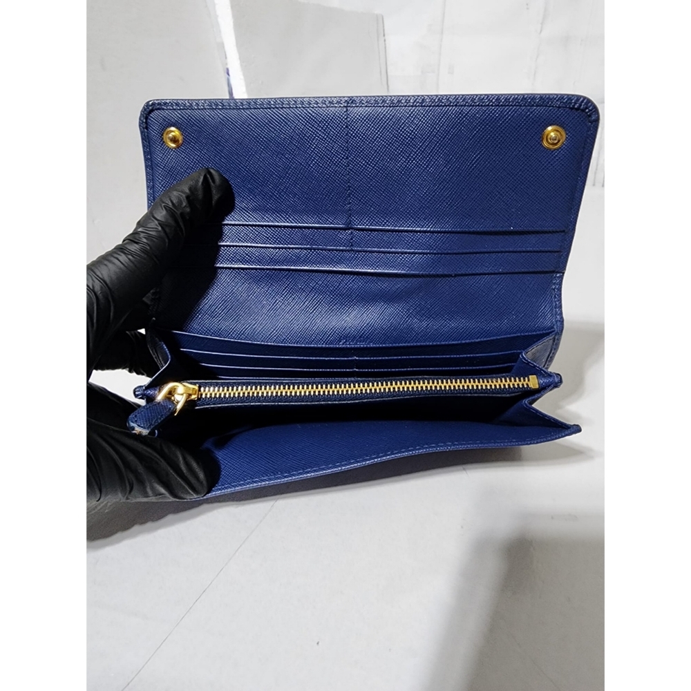 Prada Saffiano Leather Continental Wallet Blue - Picture 12 of 13